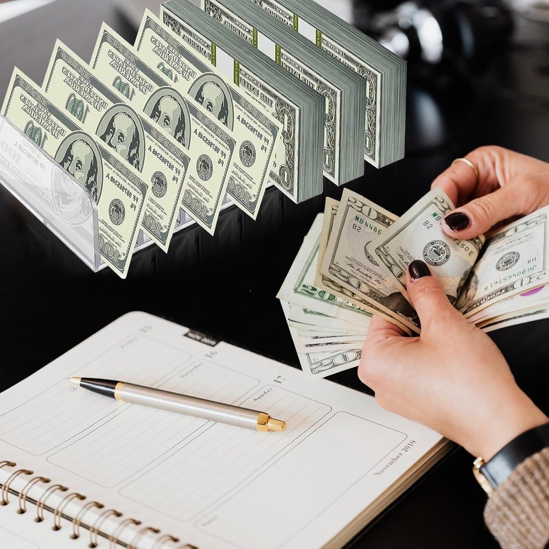 Nerjan 4 Pack Acrylic Money Organizer Cash Trays 7 Sections Clear Dividers Desk Organizer for Cash Envelope Mail Bill Card Makeup Palette and Other Small Items. - Image 4